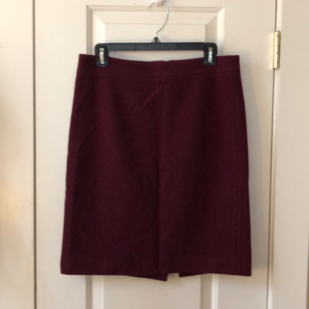 Maroon Jcrew Wool Pencil Skirt